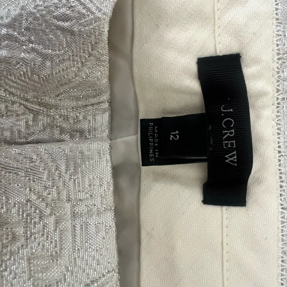 J. CREW GOLD METALLIC JACQUARD BROCADE PANTS LINED SZ 12 - Picture 3 of 8